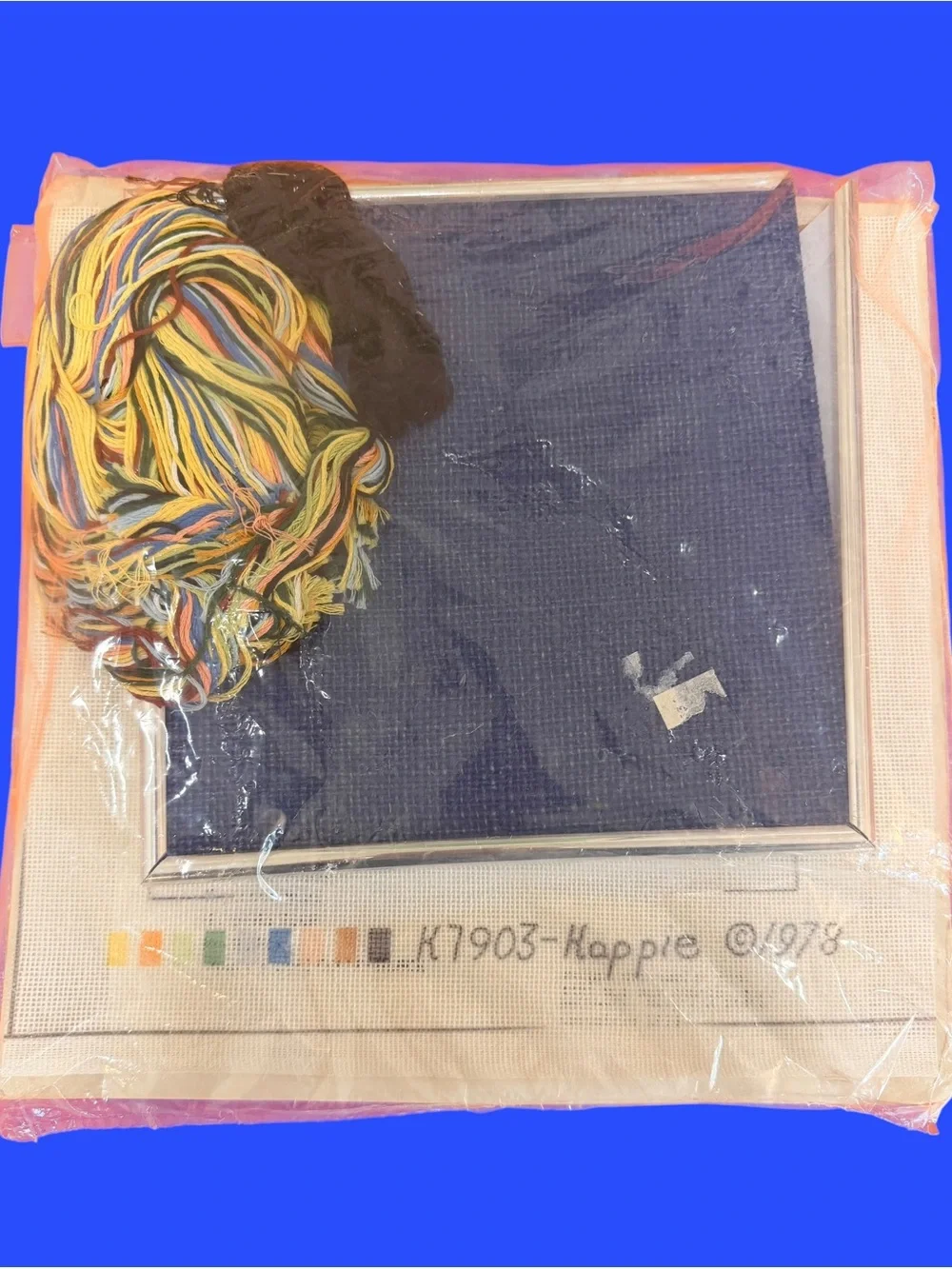70s Butterfly & Bamboo Needlepoint Kit - Yellow, Blue, Pink